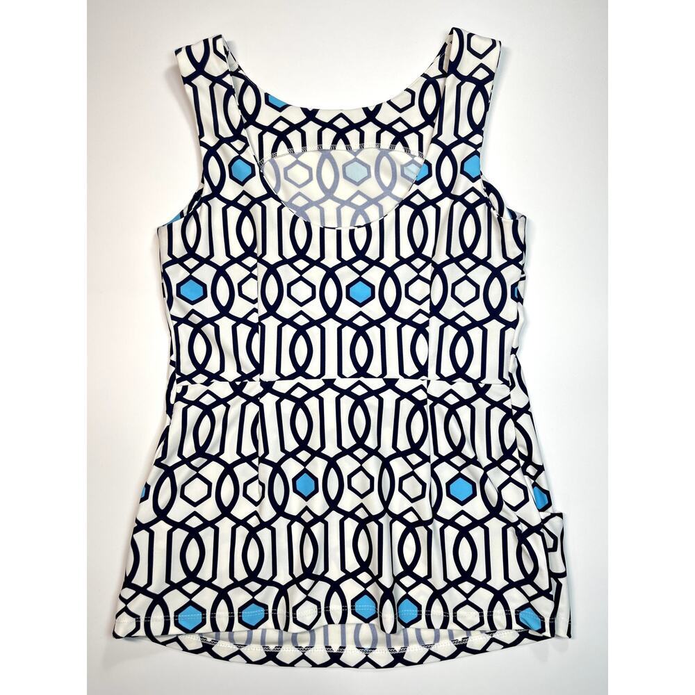 Jude Connally Sz S Graphic Print Peplum Top Stretch Career Casual Preppy Classic - Picture 4 of 9